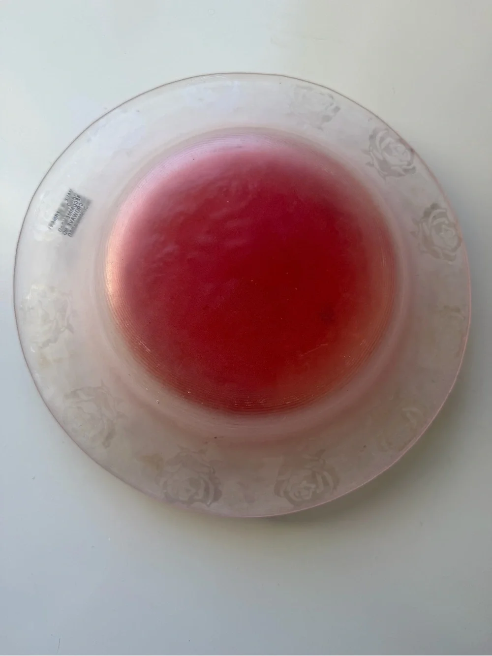 Frosted Glass Pink Vintage Rose Plates - Set of 4 - Made In Germany